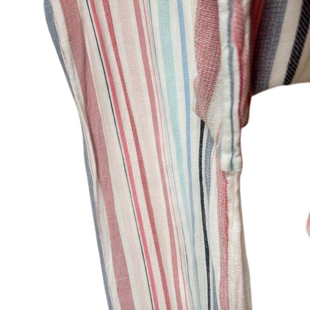 Cloth & Stone Women's Multi Striped Linen Blend Raw Hem Wide Leg Pants Size XL - Picture 3 of 7